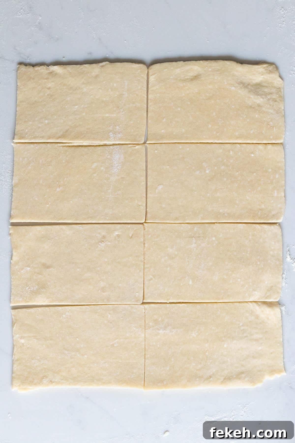pastry cut cut into 8 rectangles