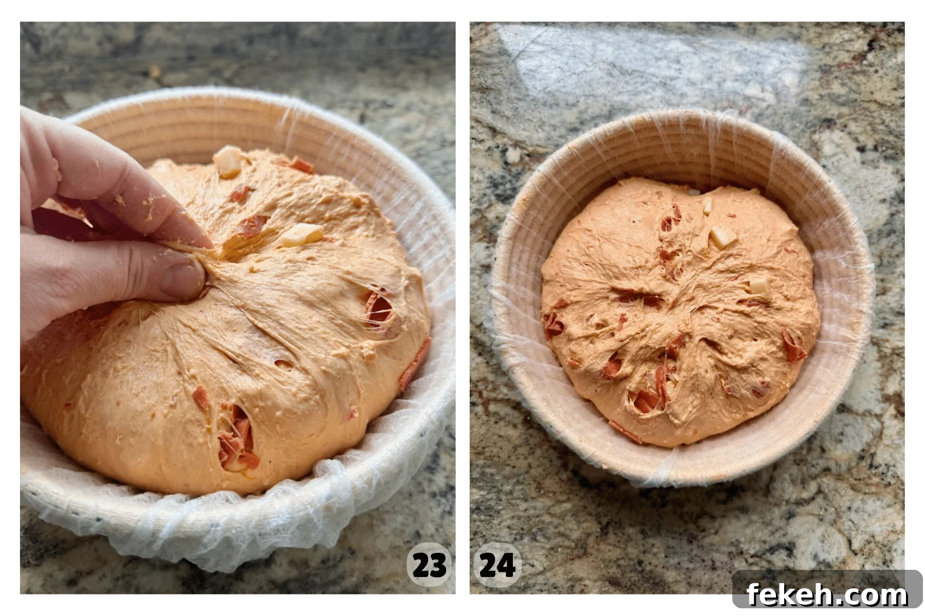Sourdough Pizza Bread Recipe for Crispy, Flavorful Crust 13 The shaped ball of dough is placed in a banneton basket lined with a hairnet.