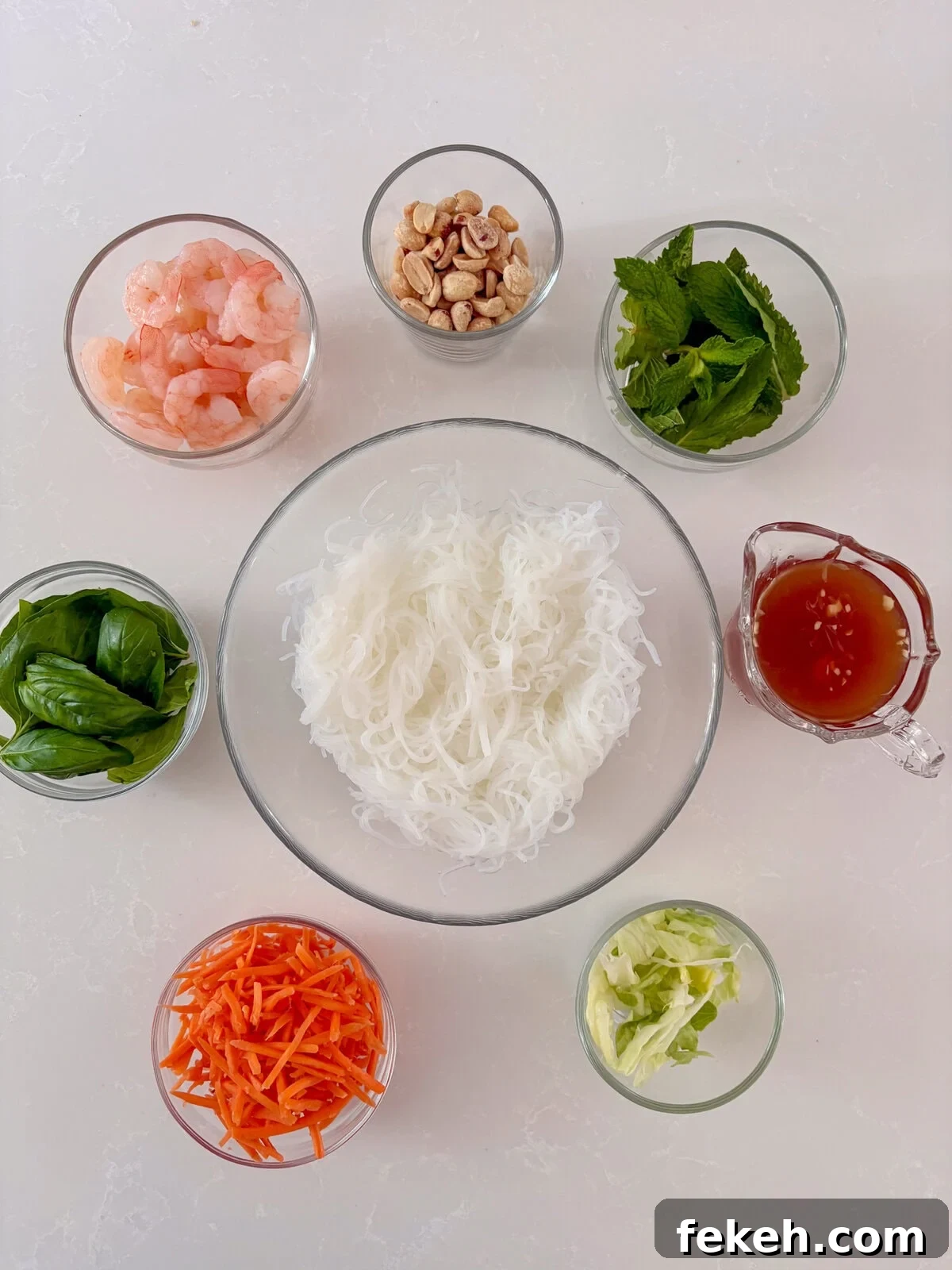 Bún Tôm Vietnamese Rice Noodle Salad with Grilled Shrimp 5 Bun Noodle Salad plated
