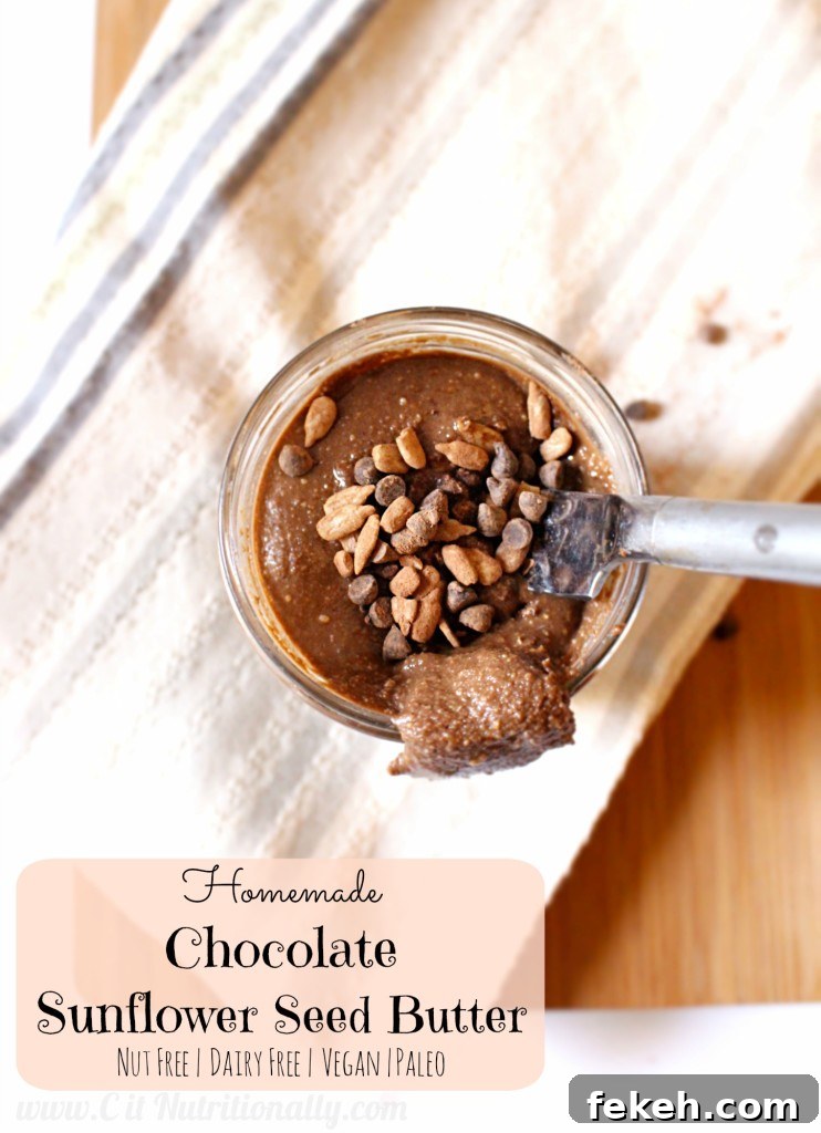 Chocolate Sunflower Seed Spread: Nut-Free Homemade Nutella 2 Homemade Chocolate Sunflower Seed Butter | C it Nutritionally #vegan #glutenfree #nutfree #paleo #peanutfree