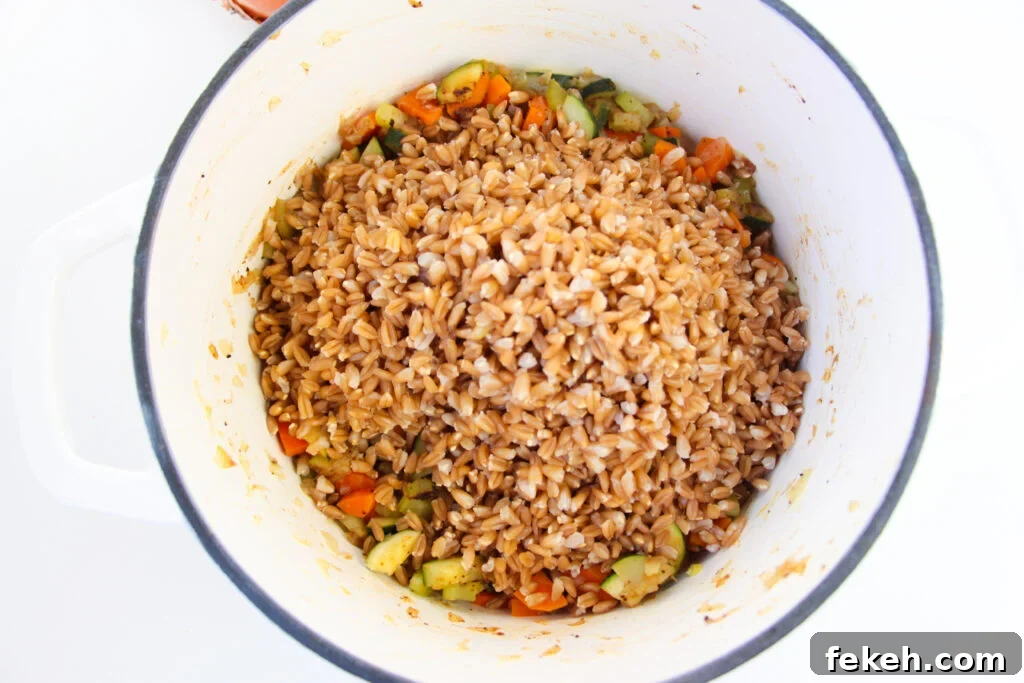 cooked farro in chili