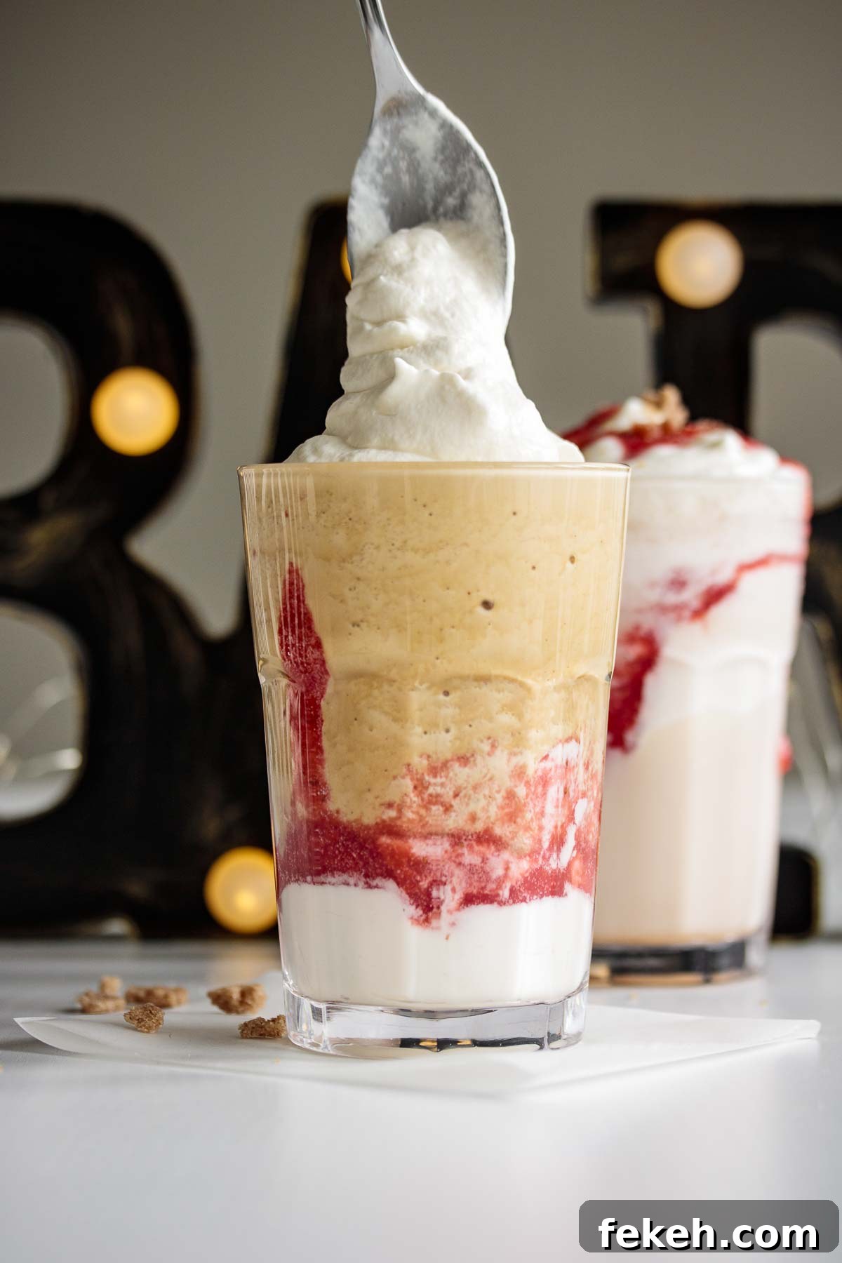 Starbucks Strawberry Funnel Cake Frappuccino Review & Order Guide 7 Whipped cream on top of frappuccino.