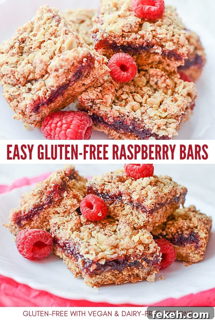 easy gluten-free raspberry bars recipe - vegan and dairy-free option too