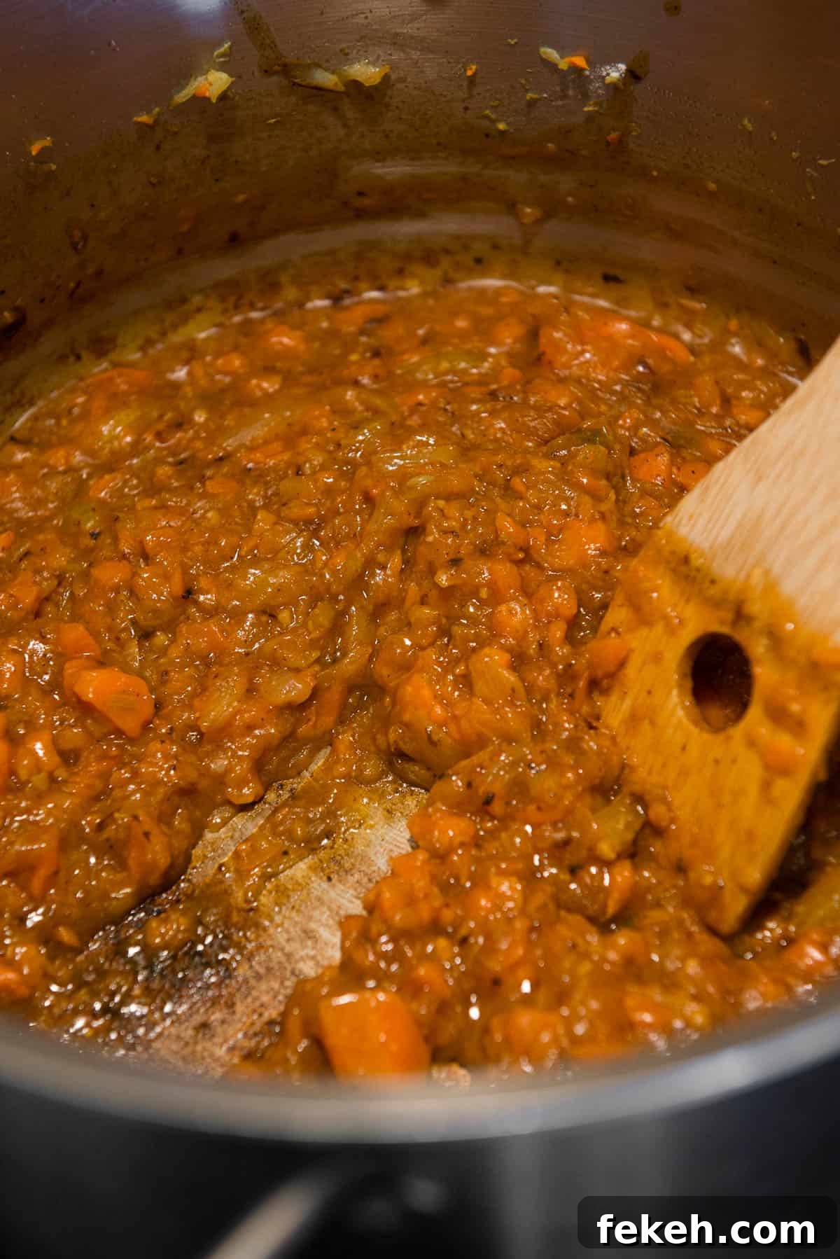 thickened mirepoix with white wine