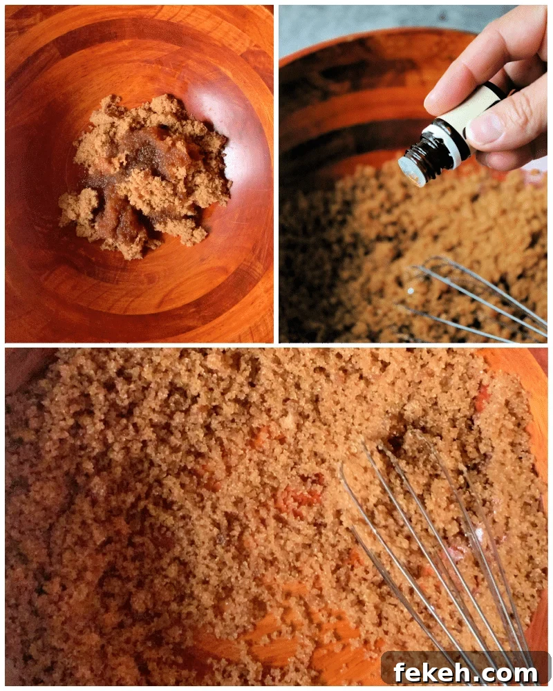 mixing one cup of sugar or brown sugar with 1/4 cup of oil