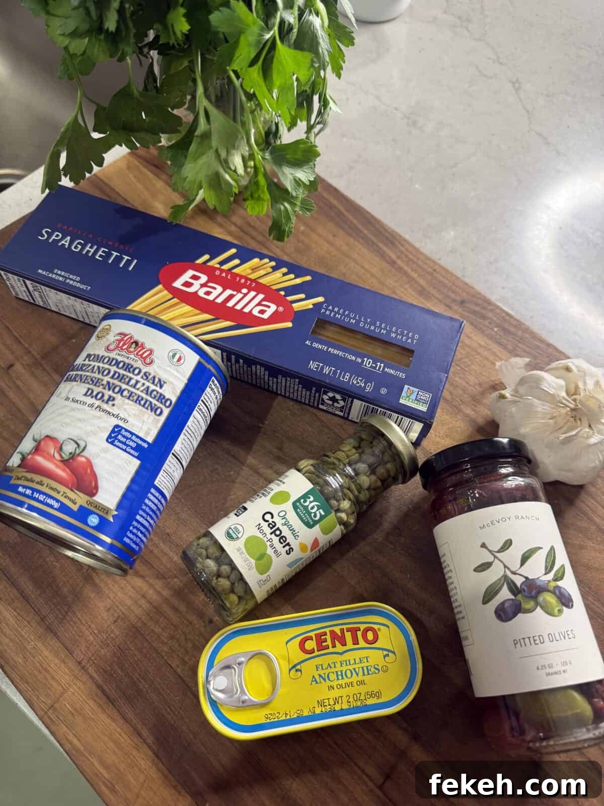 Ingredients for puttanesca