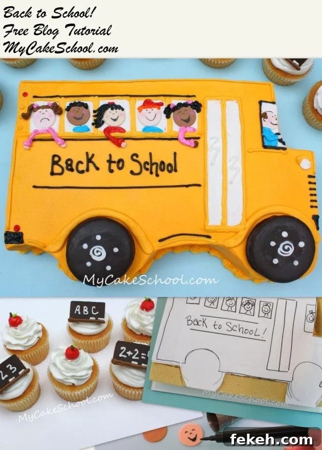 Adorable back to school cake and cupcakes! CUTE Back to School Cake & Cupcake Tutorial