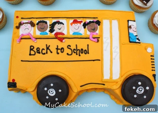 Finished bus cake Finished bus cake close-up