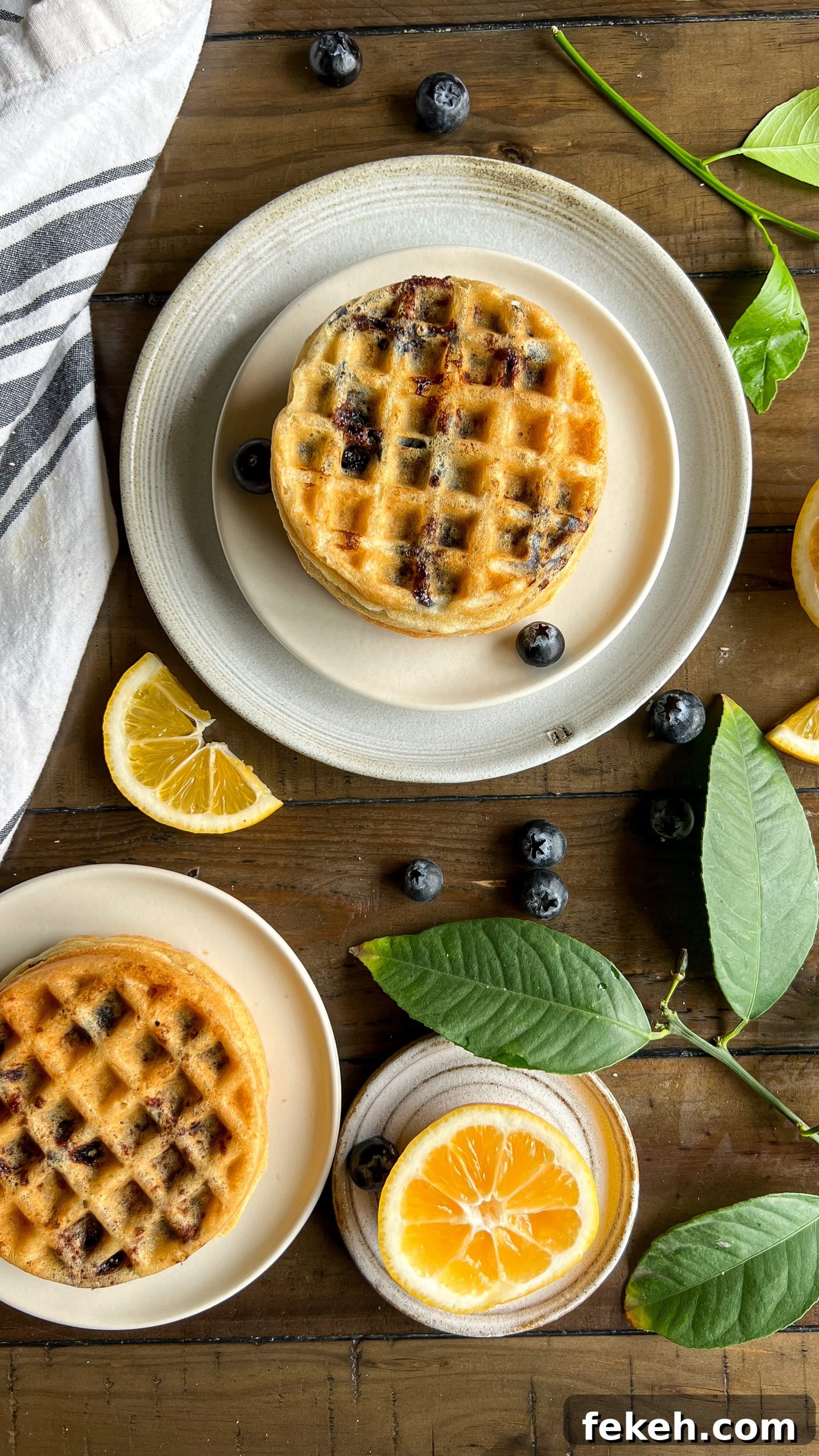 Lemon Blueberry Paleo Waffles - Gluten-free, dairy-free, nut-free, keto option.