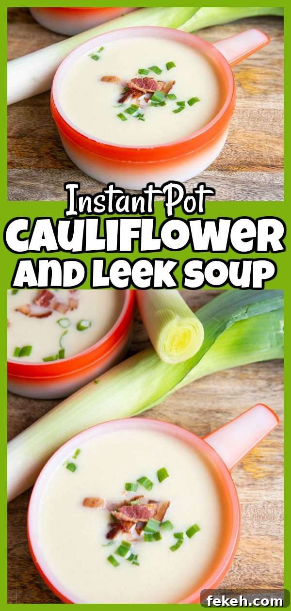 Low-Carb Instant Pot Leek and Cauliflower Soup Recipe 7 Instant Pot Cauliflower and Leek Soup by @thekitchenmagpielowcarb #cauliflower #leek #soup #recipe #instantpot