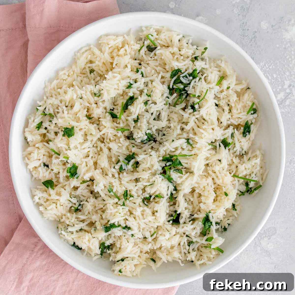 A large plate of cilantro lime rice.
