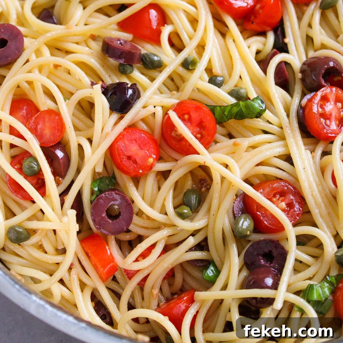 Mixed greek spaghetti ready to be served.