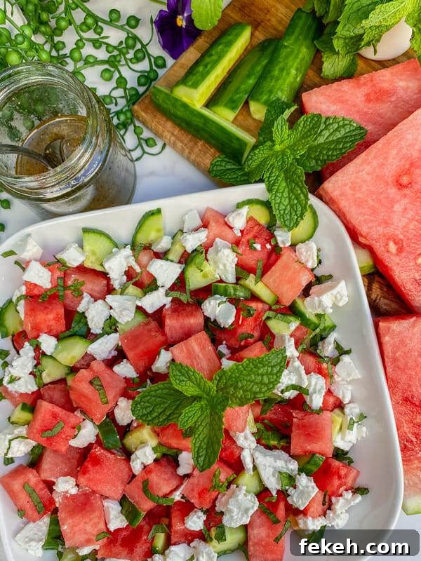 Watermelon, Cucumber & Feta Summer Salad Recipe 2 watermelon cucumber feta salad