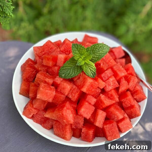 Watermelon, Cucumber & Feta Summer Salad Recipe 5 bowl of cubed watermelon