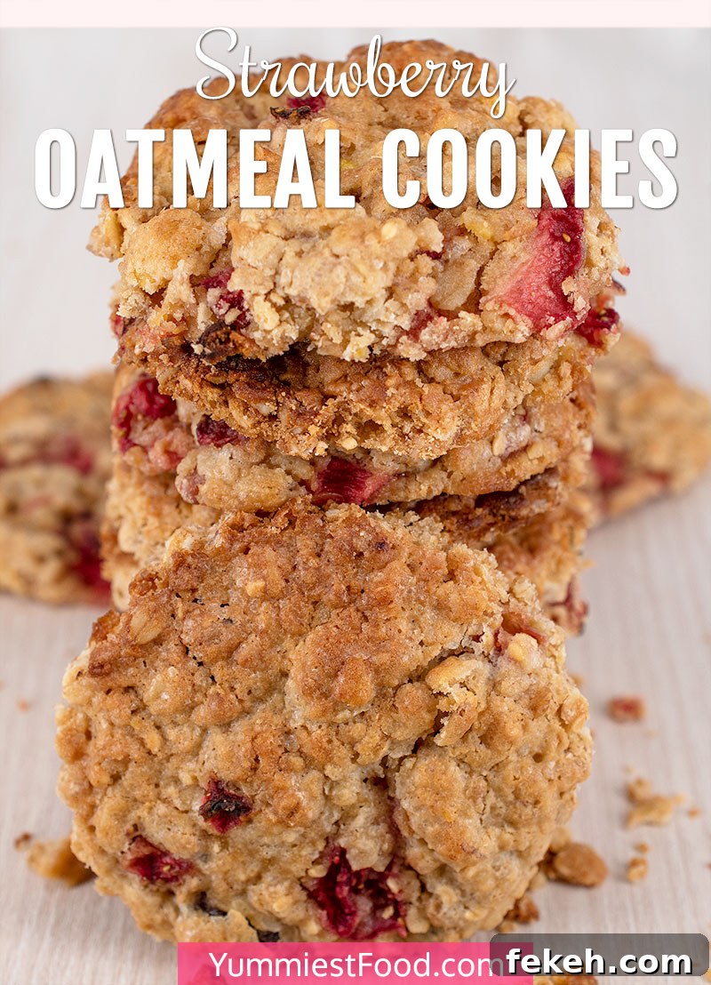 Chewy Strawberry Oatmeal Cookies with Fresh Fruit Bits 2 Strawberry Oatmeal Cookies Recipe