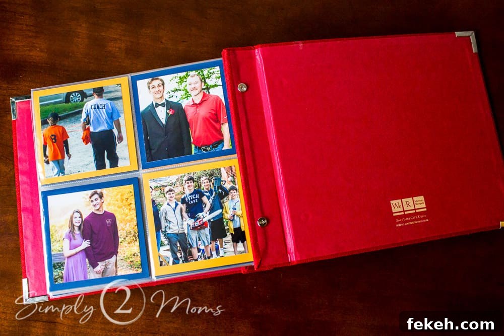 Scrapbook with pages that hold photos from a photo banner to give as a gift