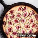 Irresistible Fall Fig Skillet Cake Recipe You’ll Crave 7 Fig Cake just out of the oven, overhead shot.