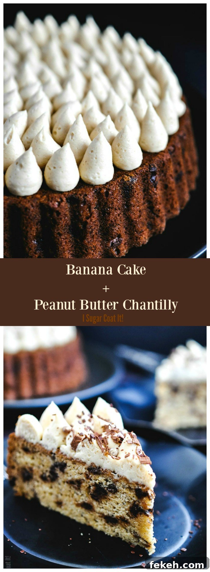 Peanut Butter Chantilly Banana Cake Recipe – Moist & Decadent 7 Banana Cake with Peanut Butter Chantilly is a lighter take on banana bread, speckled with bittersweet chocolate and topped with peanut butter chantilly.
