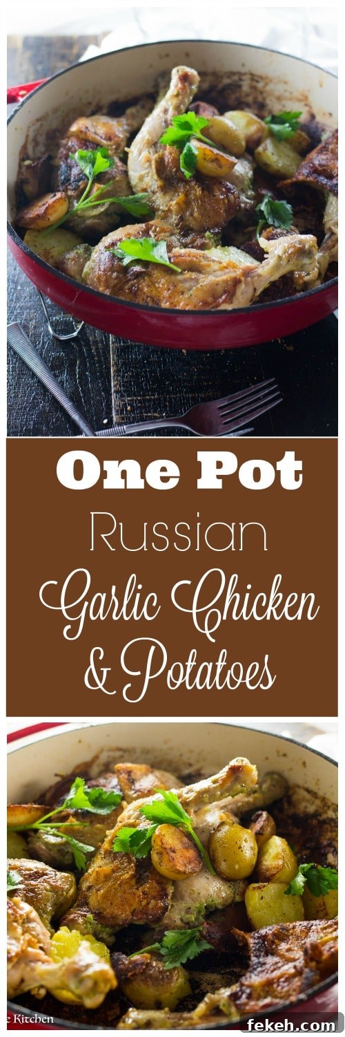 This is NOT your average chicken! Garlicky chicken quarters pan fried to a crispy perfection and served with perfect pan roasted potatoes
