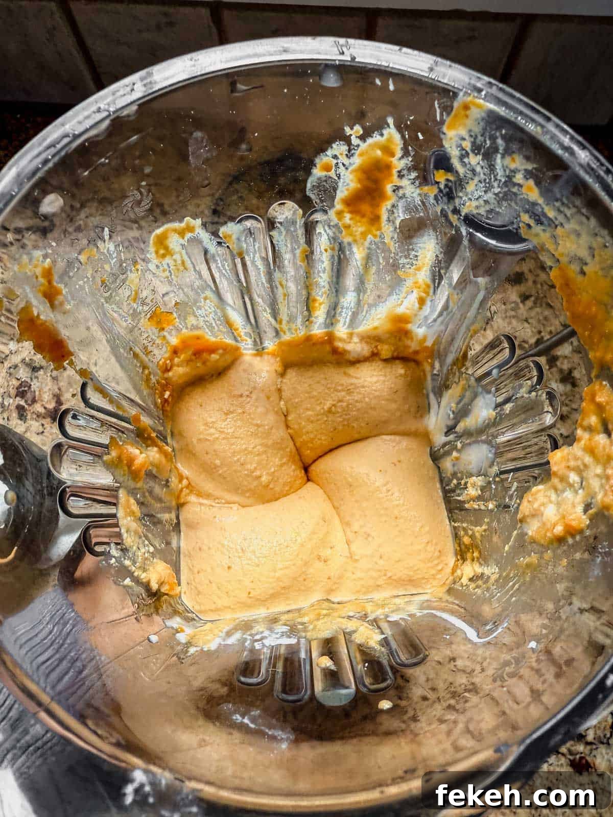 Creamy Pumpkin Whipped Feta Dip with Warm Spice and Herbs 5 pumpkin whipped feta dip in a vitamix blender.