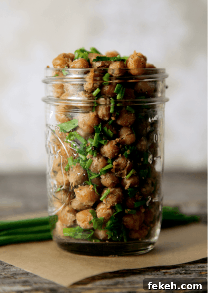Cool Ranch Roasted Chickpeas in a glass jar