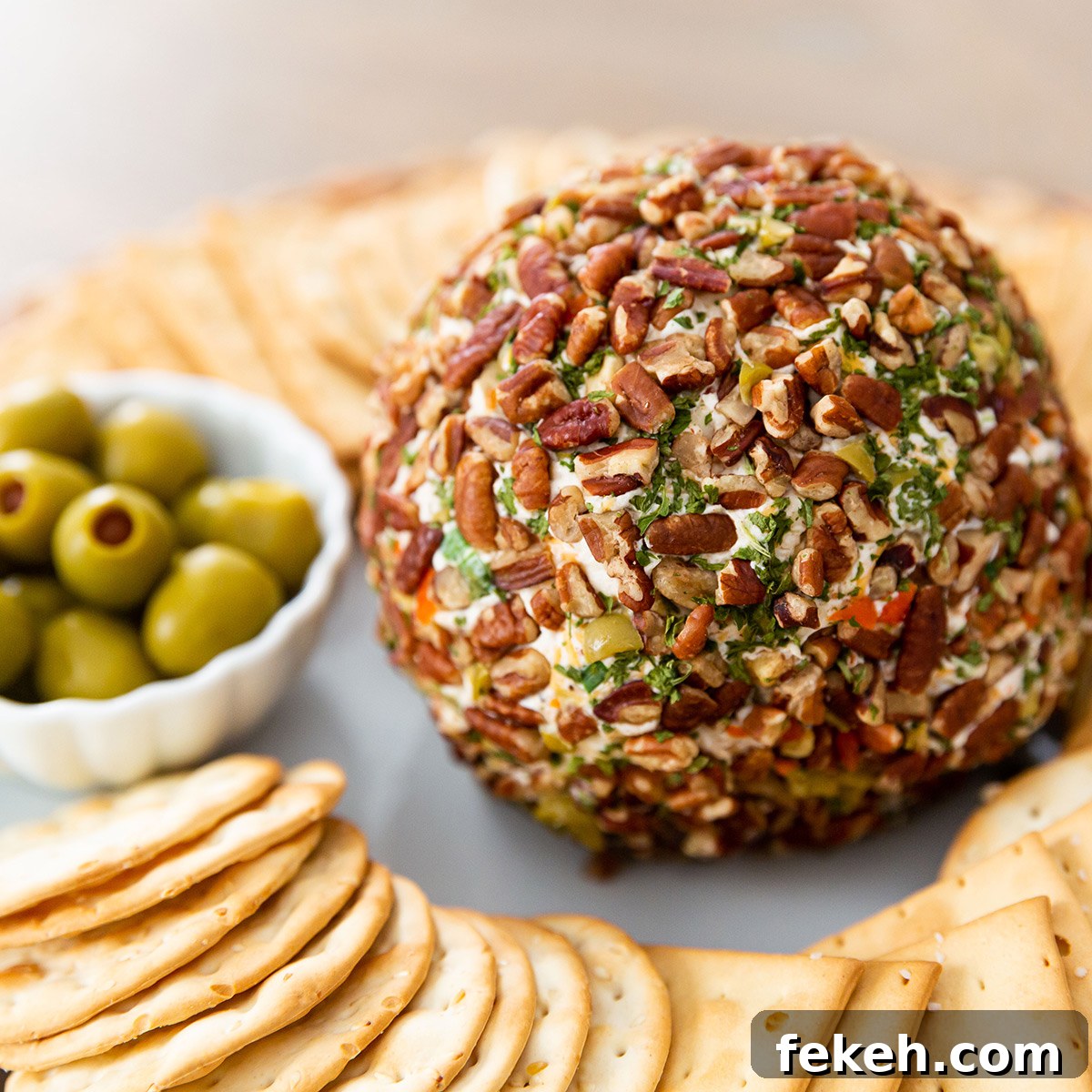 Savory Olive and Cheese Ball Recipe for Entertaining 6 Olive Cheese Ball with Crackers