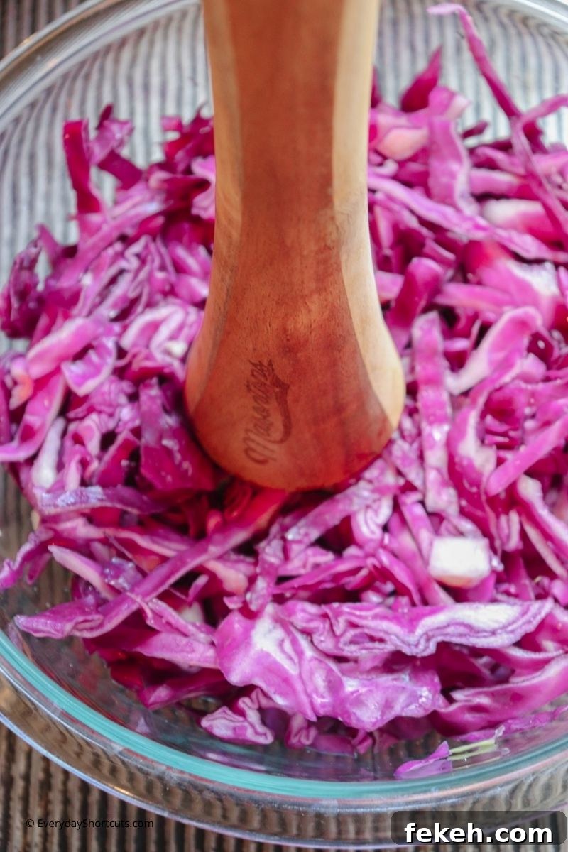 Red and Green Garlic Sauerkraut Recipe for Tangy Homemade Ferment 8 img 85386 7