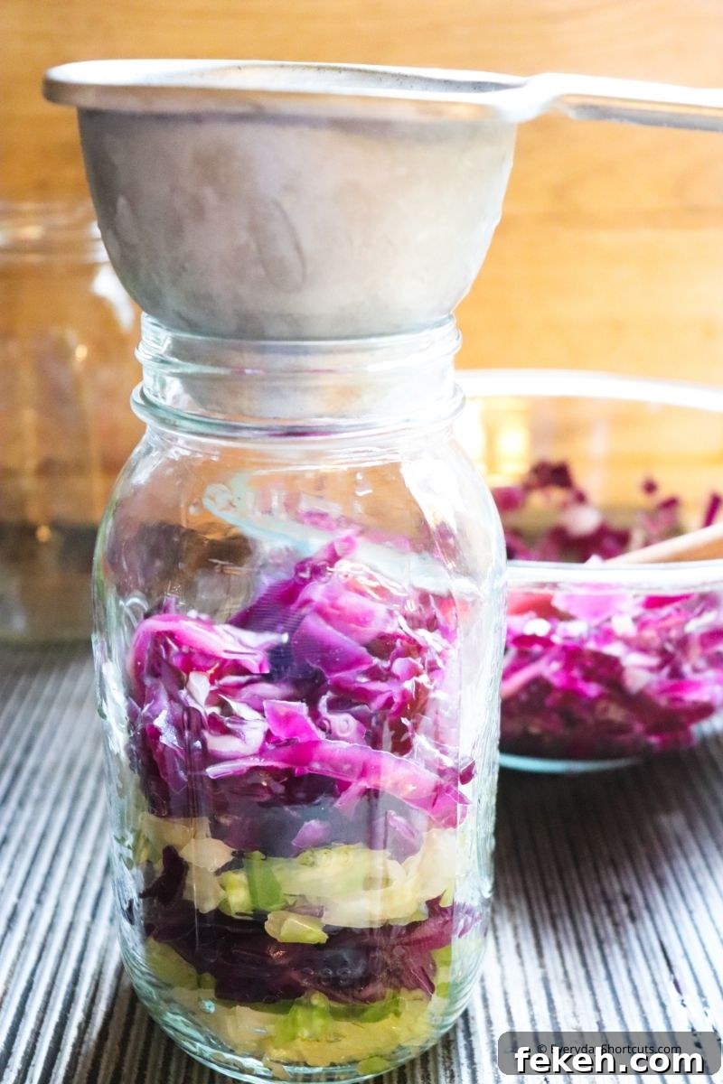Red and Green Garlic Sauerkraut Recipe for Tangy Homemade Ferment 9 how to make sauerkraut
