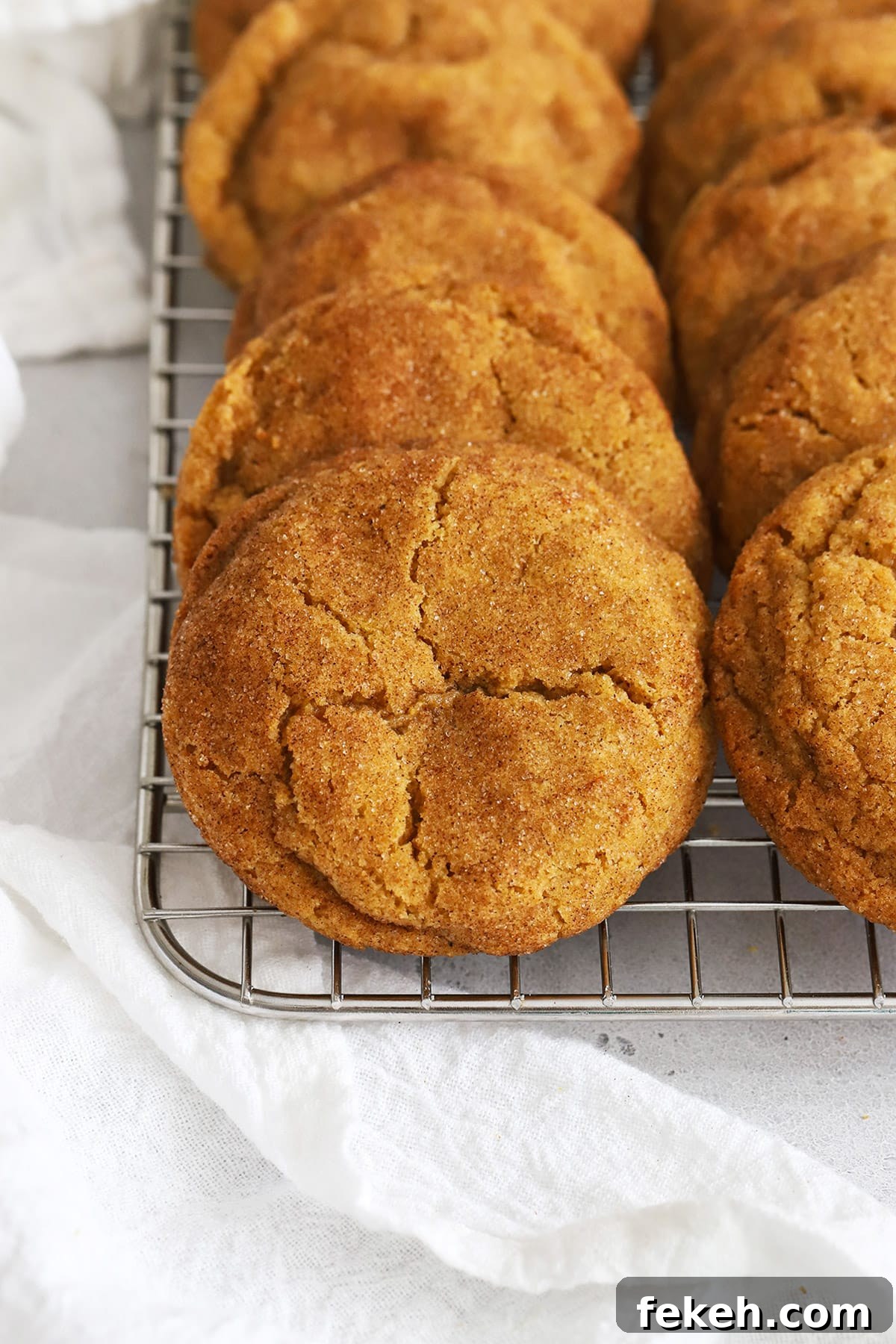 Gluten-Free Pumpkin Snickerdoodle Cookies for Fall Baking 5 Gluten-free pumpkin snickerdoodles cooling on a wire rack