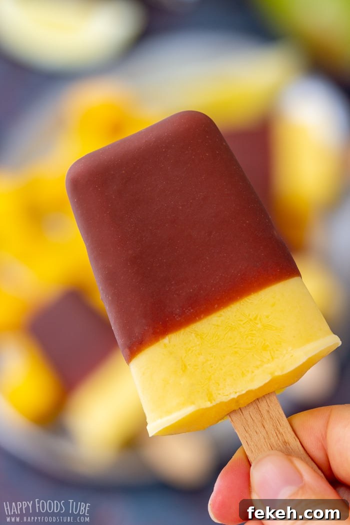 Mango Yogurt Popsicles Recipe: Creamy Tropical Frozen Treats 5 Mango Yogurt Popsicle with Chocolate