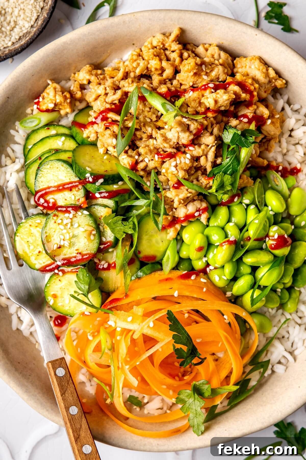 Ginger Honey Ground Chicken Rice Bowls with Asian Flavors 2 Ginger Honey Ground Chicken Bowls - Olivia Adriance