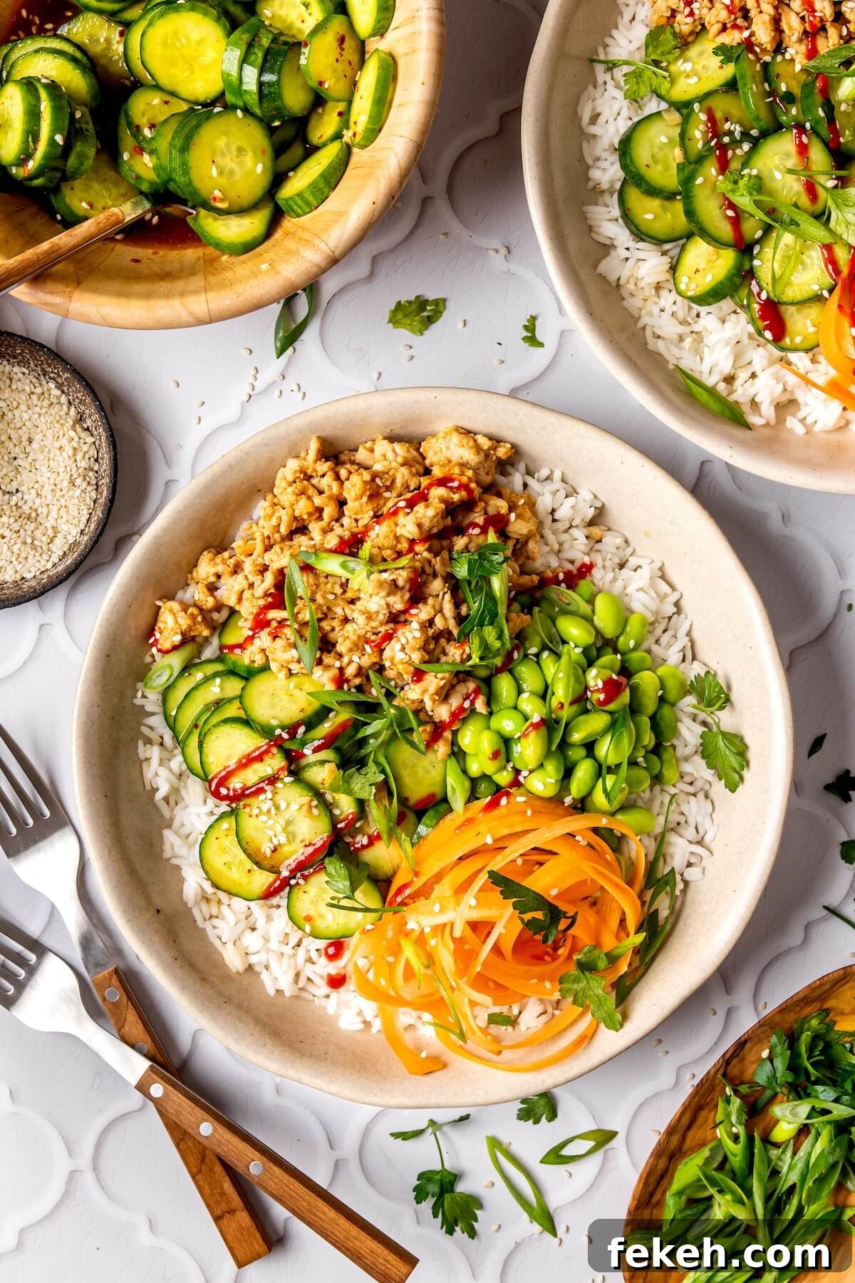 Ginger Honey Ground Chicken Rice Bowls with Asian Flavors 3 Ginger Honey Ground Chicken Bowls - Olivia Adriance