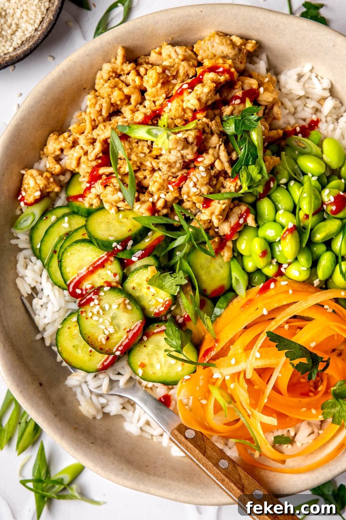 Ginger Honey Ground Chicken Rice Bowls with Asian Flavors 7 Ginger Honey Ground Chicken Bowls - Olivia Adriance