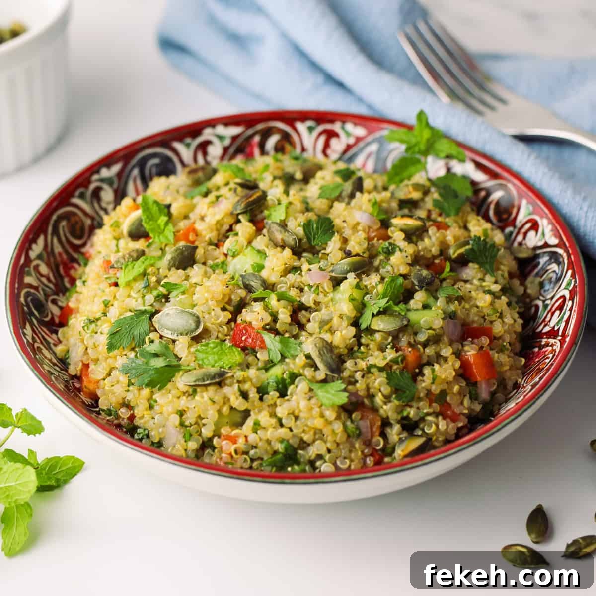 How to Cook Millet Perfectly on Stovetop or Instant Pot 7 Pinterest graphic showing Herby Quinoa Salad Recipe.