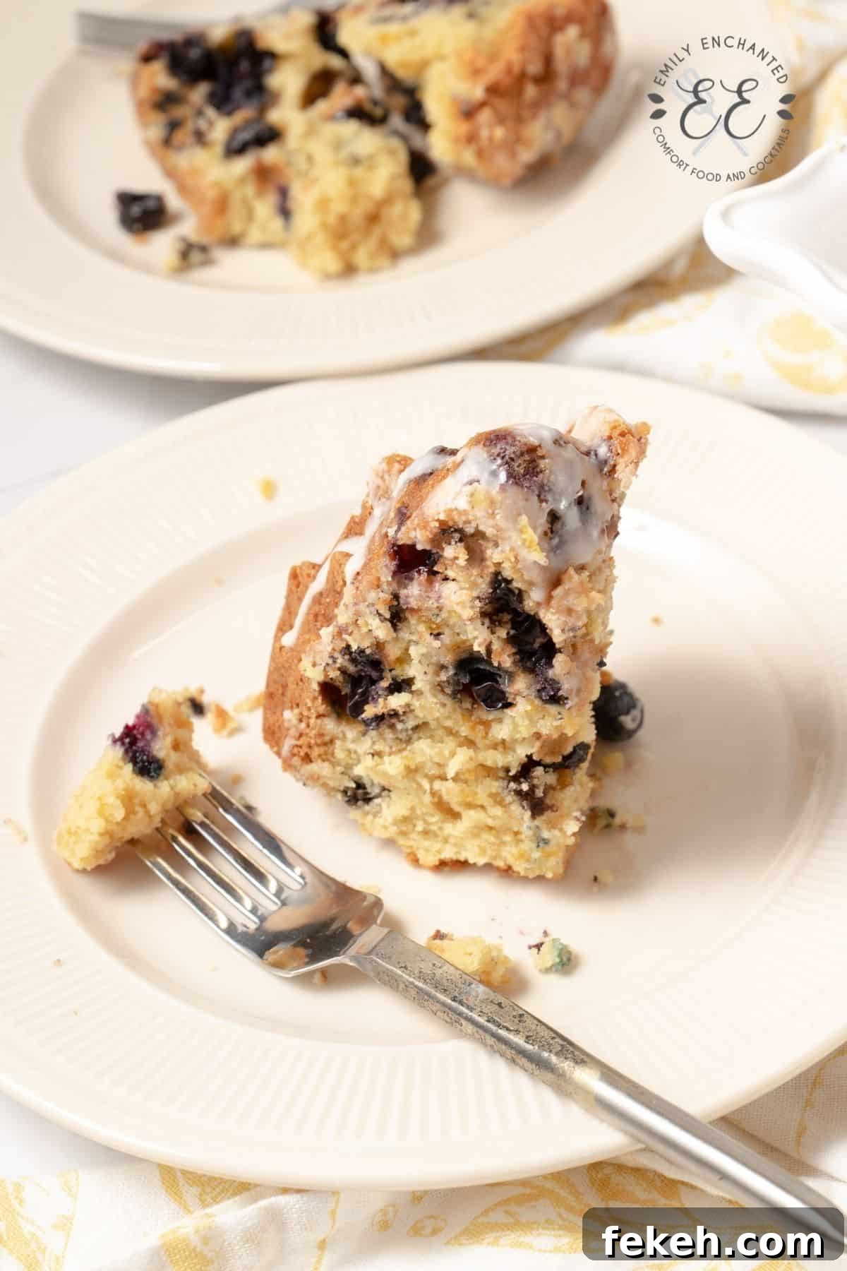 Slice of Lemon Blueberry Bundt Cake