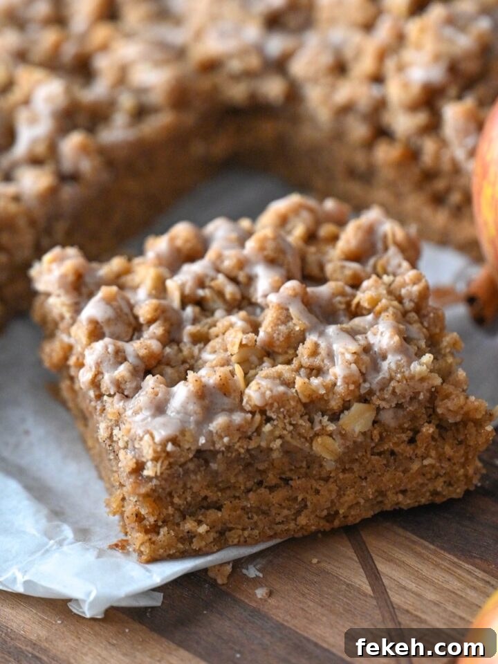 slice of moist applesauce crumb cake