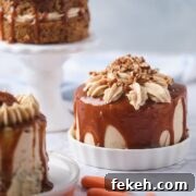 Moist Mini Carrot Cake Bites: Perfect Party Cupcakes 19 Decorated miniature carrot cakes with caramel drizzle and cinnamon buttercream.