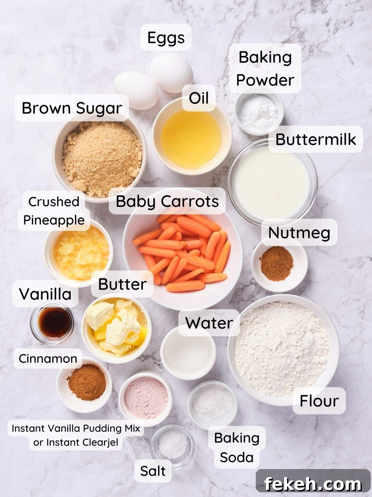 Moist Mini Carrot Cake Bites: Perfect Party Cupcakes 4 A shot of all the carrot cake batter ingredients.