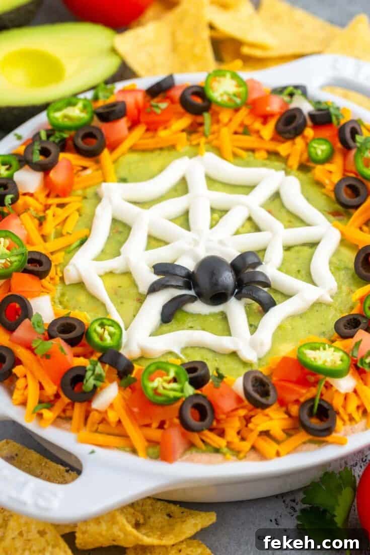 Image for Easy Layered Halloween Spiderweb Taco Dip