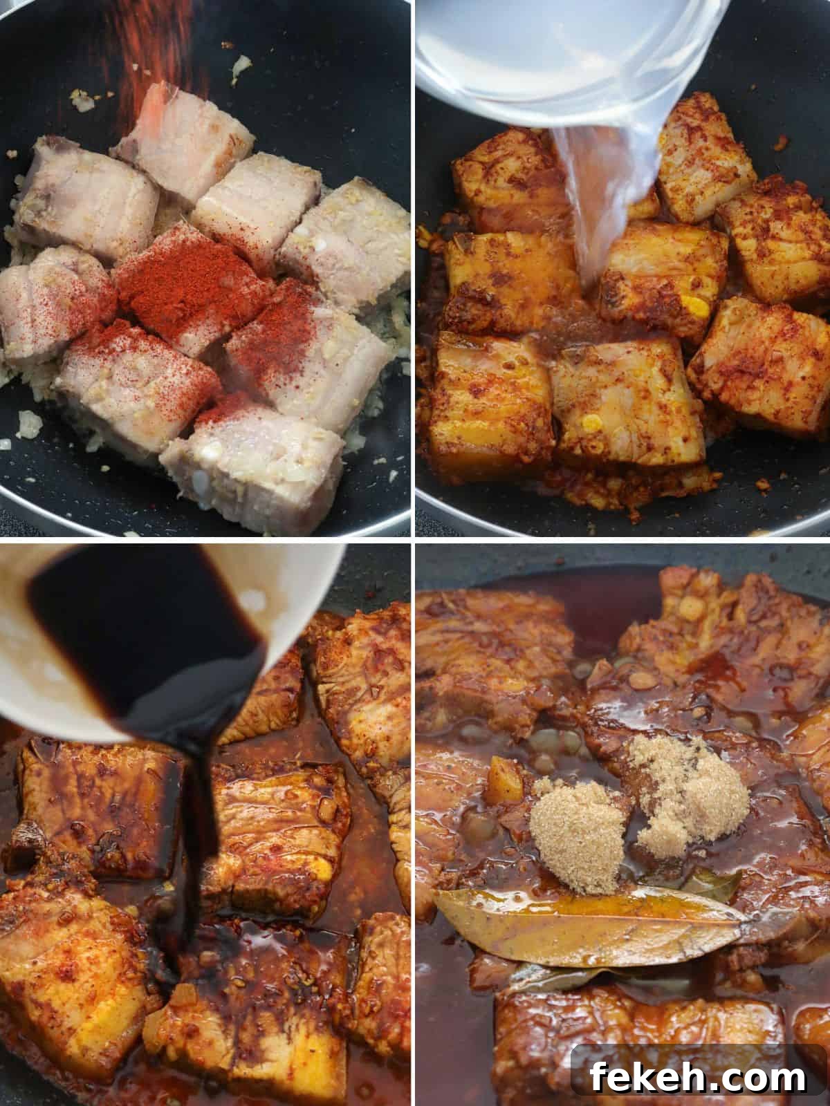 Pork Ribs Adobo with Atsuete Oil Infusion 4 cooking Pork Ribs Adobo with Atsuete in a pan
