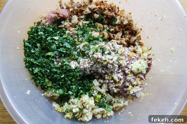 meatball ingredients in a bowl