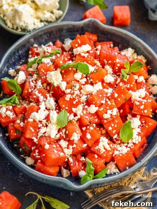Fresh Kachumber Salad Recipe: Indian Cucumber Tomato Salad Guide 6 This sweet, salty, Refreshing Watermelon Feta Salad with Mint is a perfect summer salad for backyard parties or BBQs. Make it using my easy recipe.