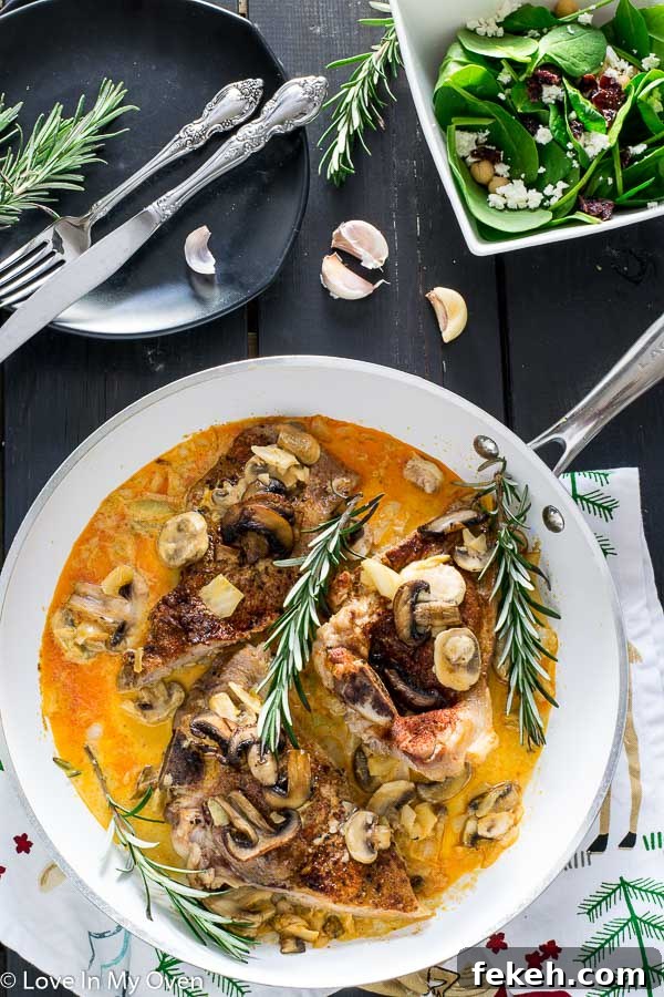 Savory One-Pan Pork Chops with Garlic Butter Rice 4 One Pan Porkchops n Mushrooms