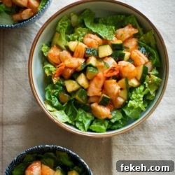 Sriracha Shrimp Cocktail Salad in a bowl