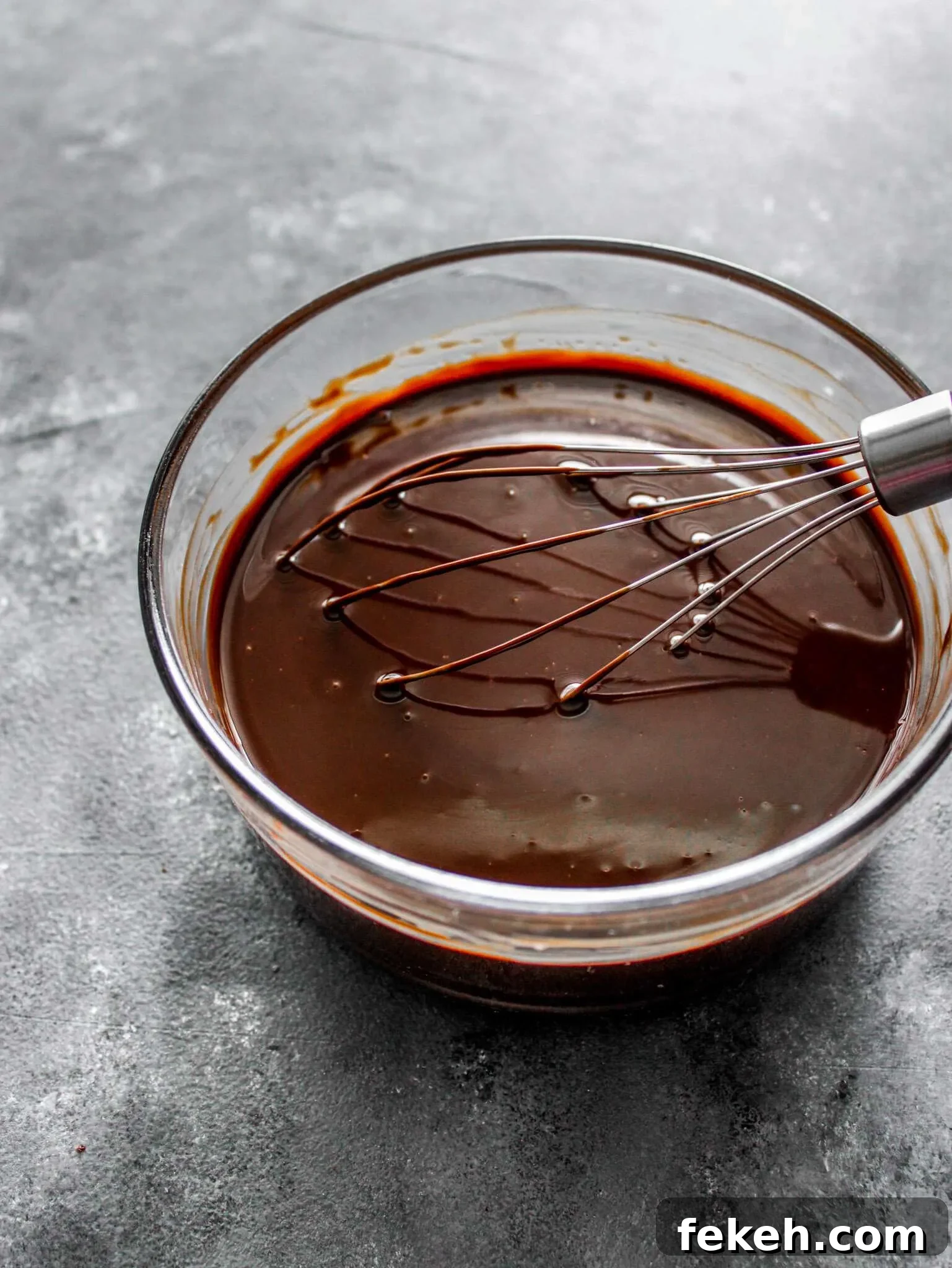 warm ganache in bowl