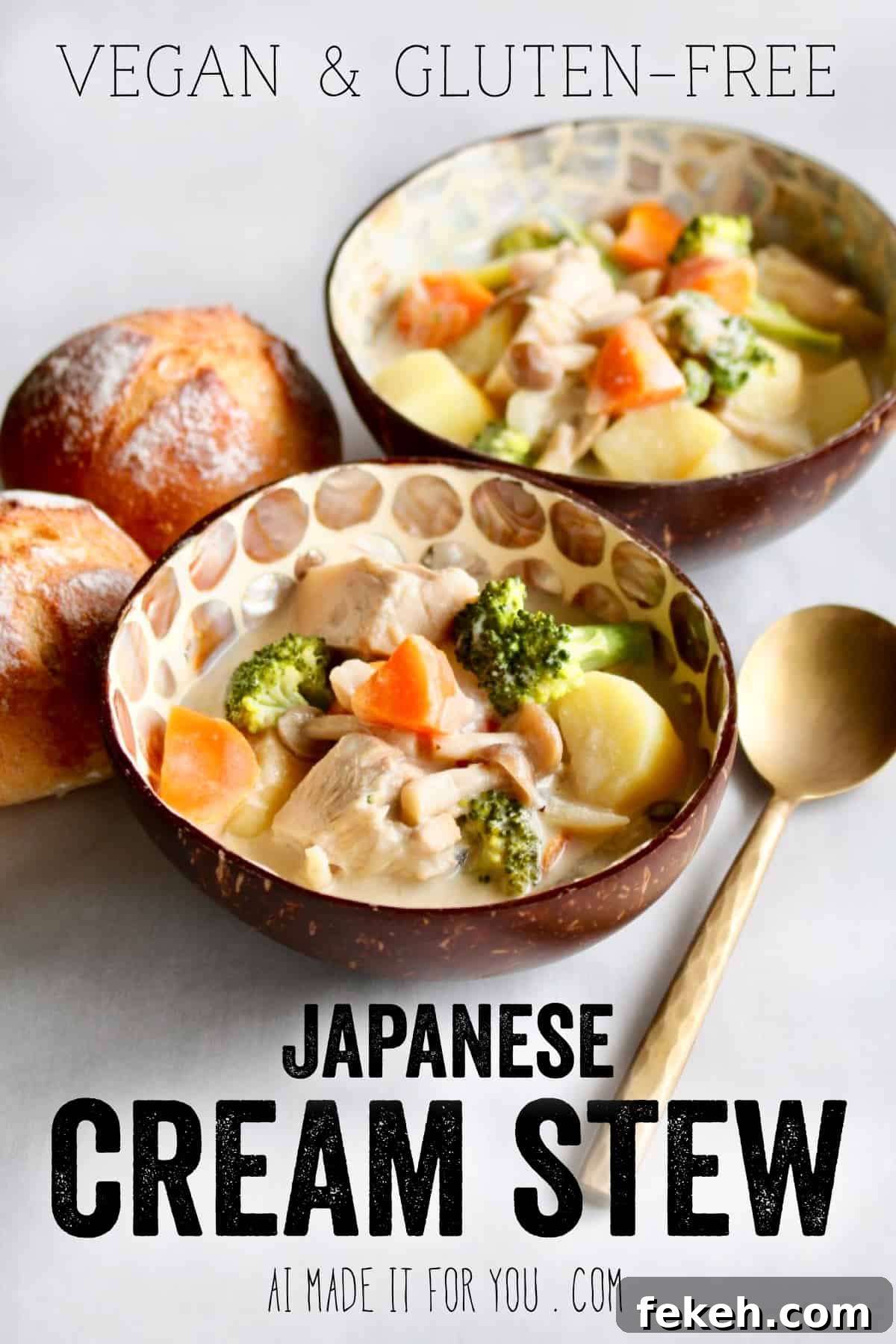 Vegan Japanese cream stew served with rice