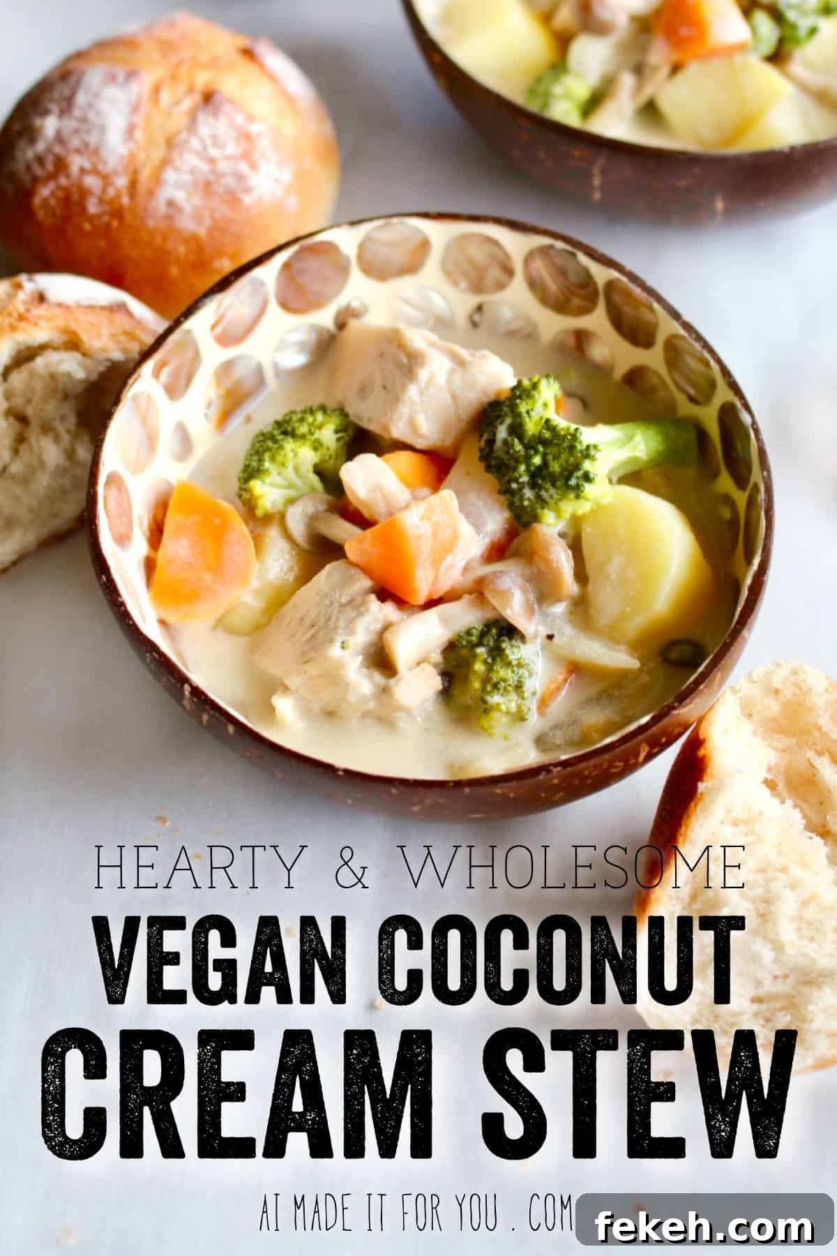 Close up of creamy vegan Japanese stew