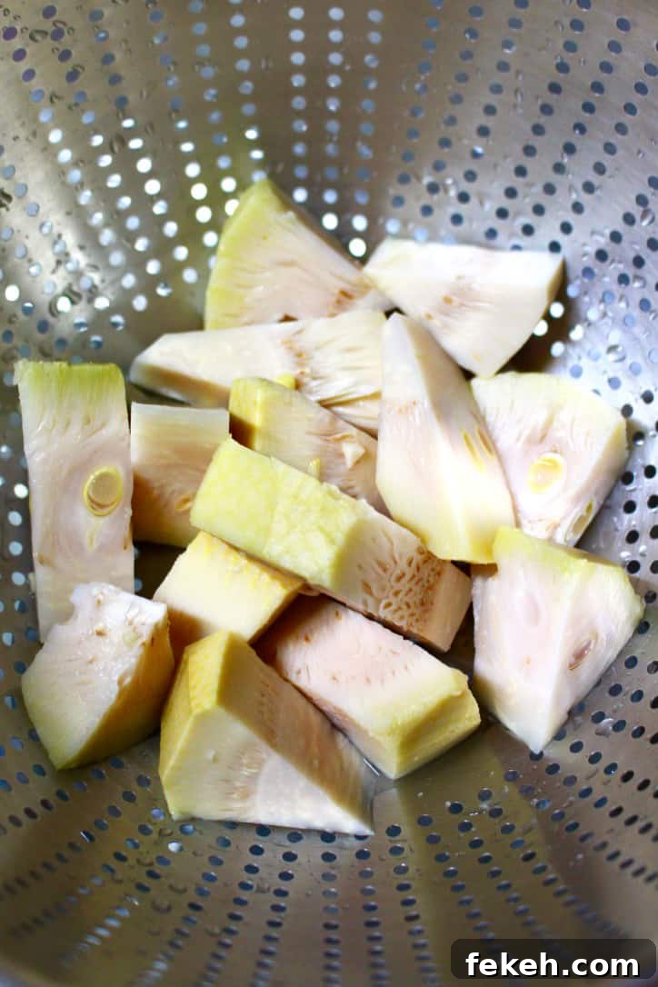Nature's Charm young green jackfruit taken out of the can