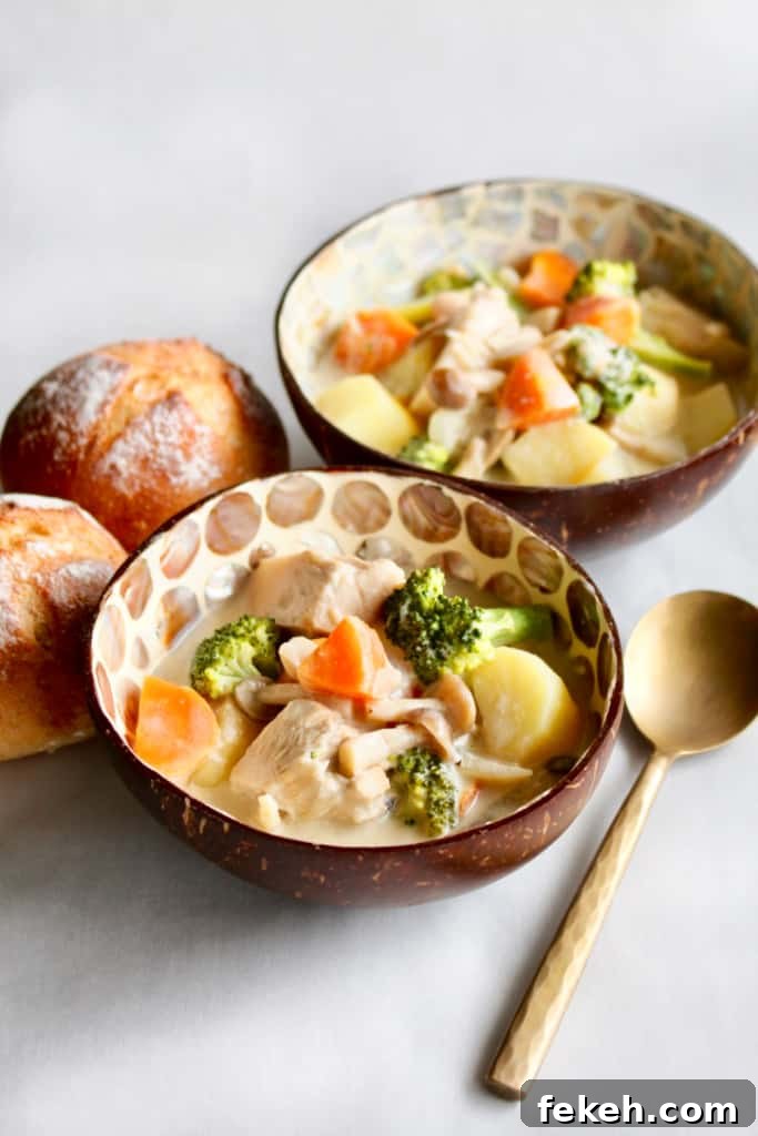 Creamy vegan Japanese stew simmering in a pot