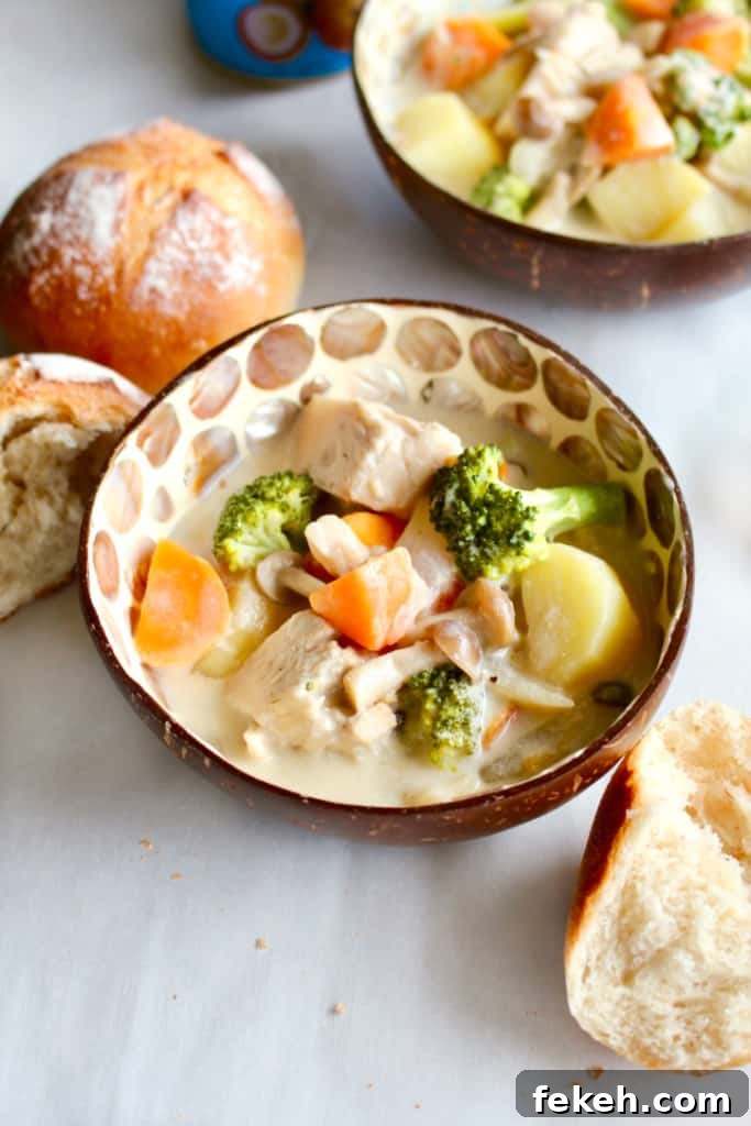 A bowl of vegan Japanese cream stew ready to enjoy